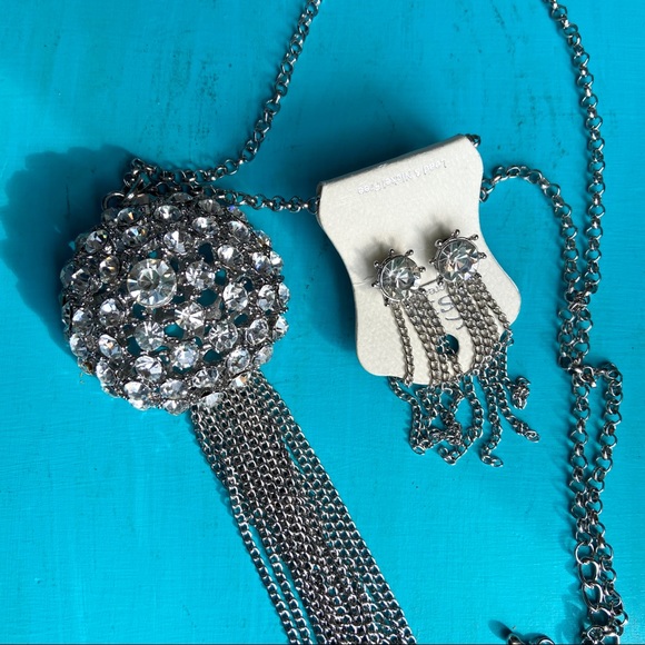 Isis Jewelry - Isis Long Rhinestone Tassel Necklace & Earrings